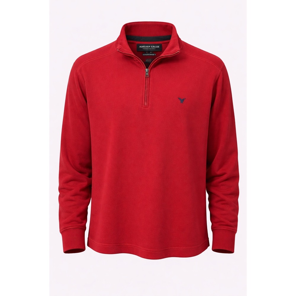 AMERICAN EAGLE 1/4 Zip Pullover Mens L Red Fleece Sweatshirt Casual